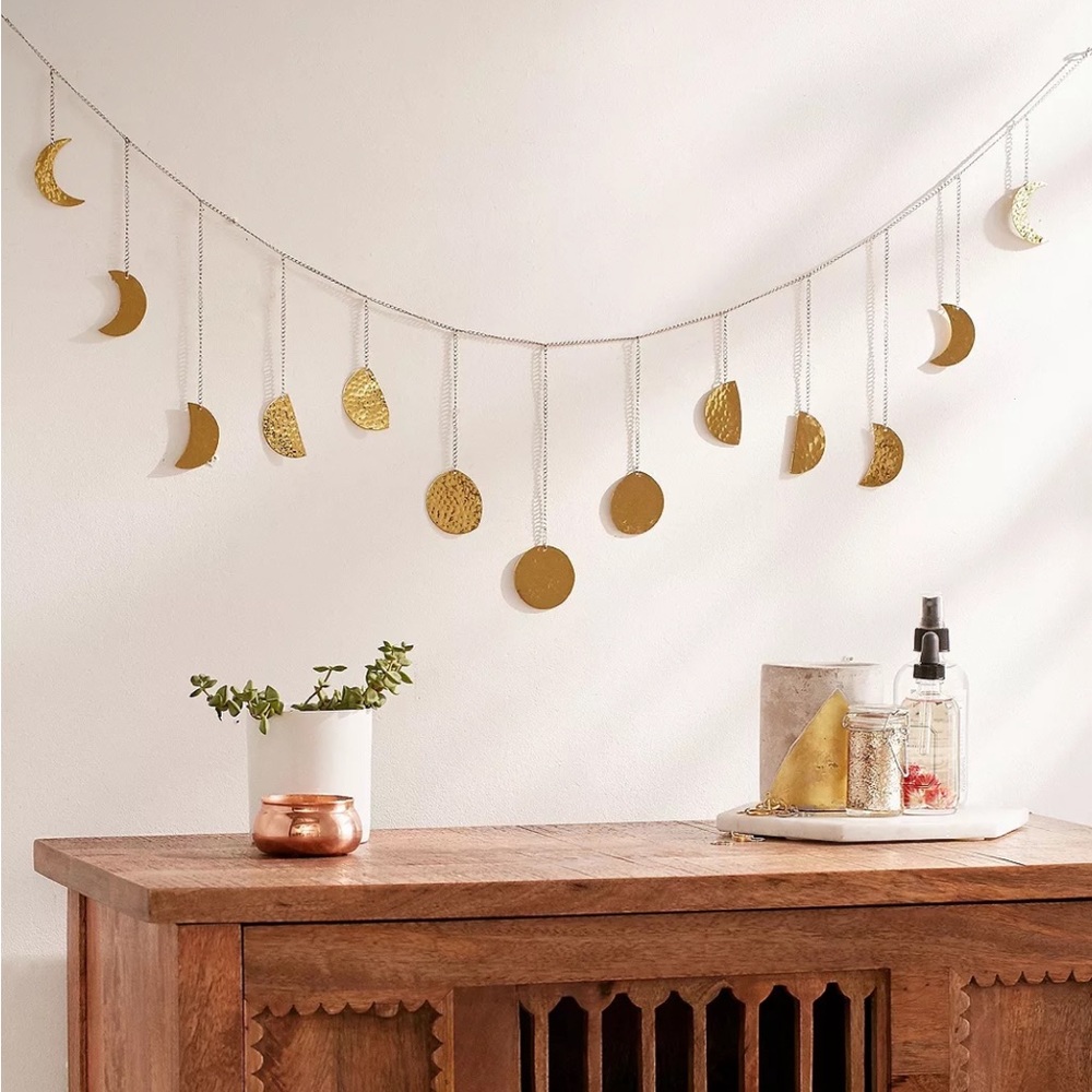 Urban Outfitters Hammered Gold Moon Phase Banner